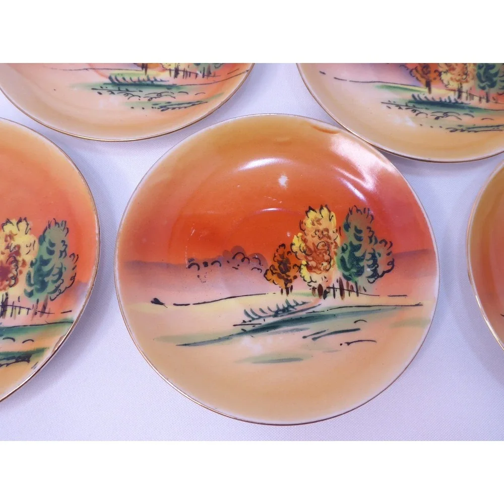 Vintage Hand Painted Moriage Windmill Sunset 5